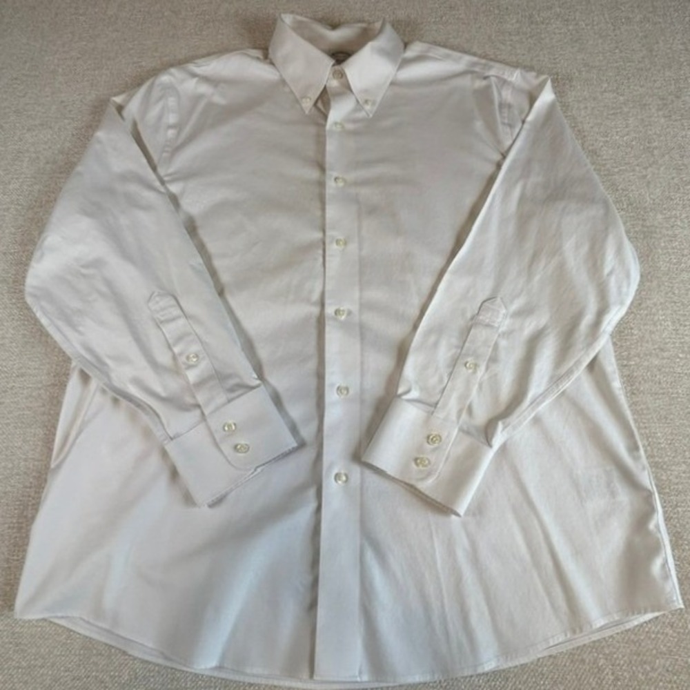 Brooks Brothers Men's White Original Polo Long Sleeve Button Up Dress Shirt 16.5